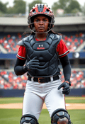 Courageous Female Catcher in Action