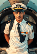 Charismatic Male Pilot in Control