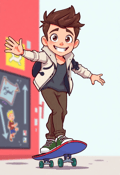 Energetic Skateboarding Dude