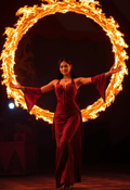 Mystical Fire Dancer Enveloped in Flames