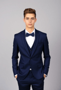 Stylish Young Man in a Navy Blue Suit
