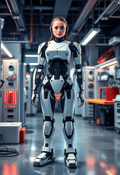A Symbol of Progress: Female Robot against a Futuristic Backdrop