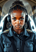 Elegant Female Pilot Showcasing Determination