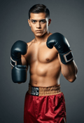 Powerful Male Boxer in Classic Fighting Stance