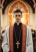 Piety and Presence: Male Priest in Full Robes