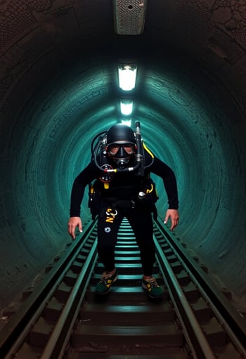 Scuba Diver in Subway