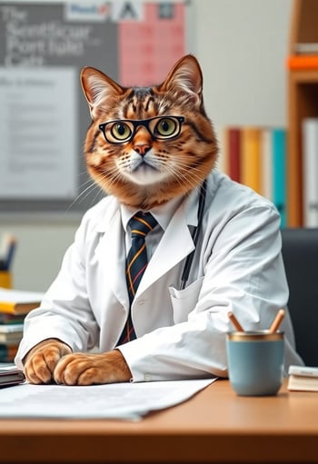 Professor Cat Reading Bad News