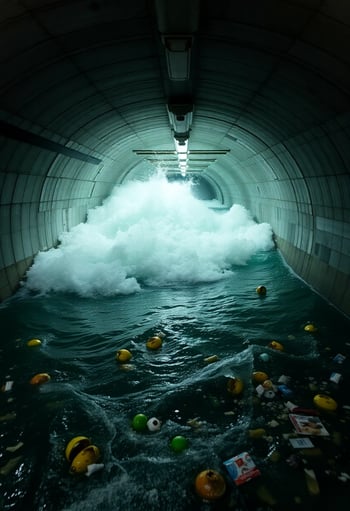 Water Crashing in Old Subway