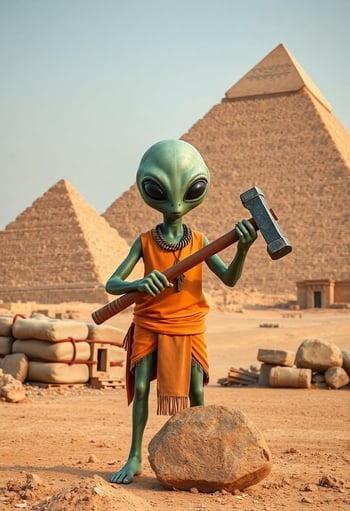 Alien Breaking a Rock