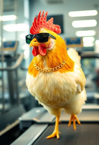 Cool Chicken Running on Treadmill