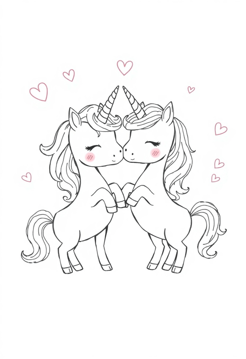 Playful Unicorn Duo