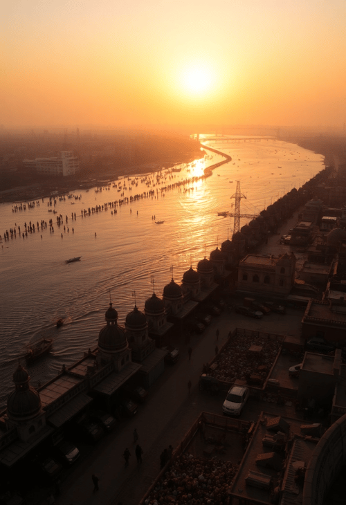 Sunset on the Ganges River in Varanasi