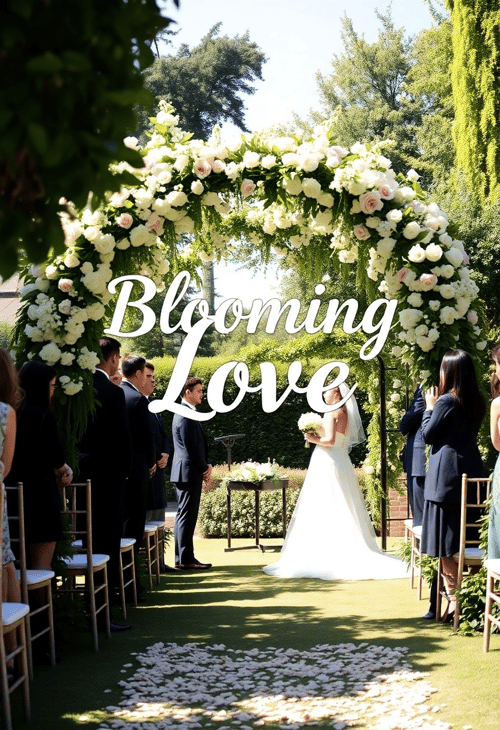 Garden Ceremony with 'Blooming Love' Quote