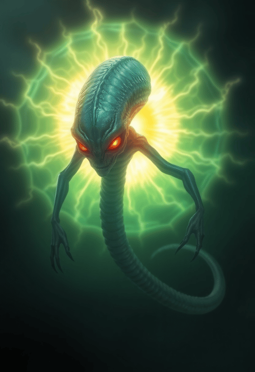 Sinister Alien with a Glowing Aura