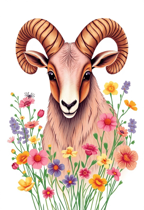 Aries in Floral Harmony
