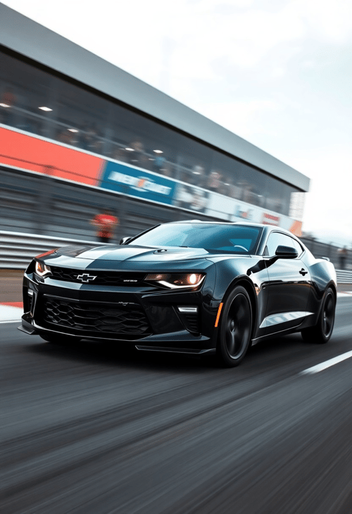 Chevrolet Camaro in a Roaring Race Track Scene