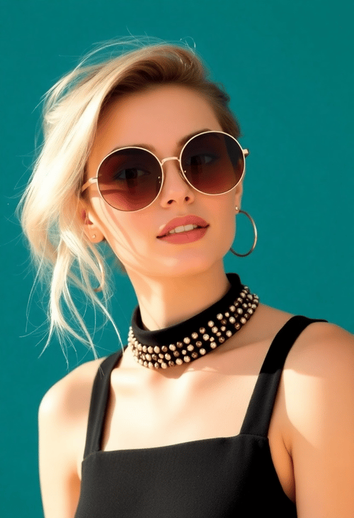 Oversized Round Sunglasses with Rose Gold Frames