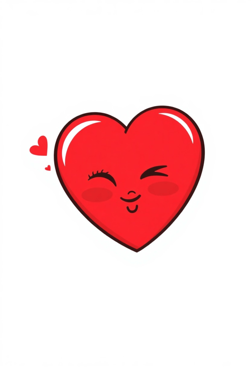 Vector Heart Emoji with Kissy Face
