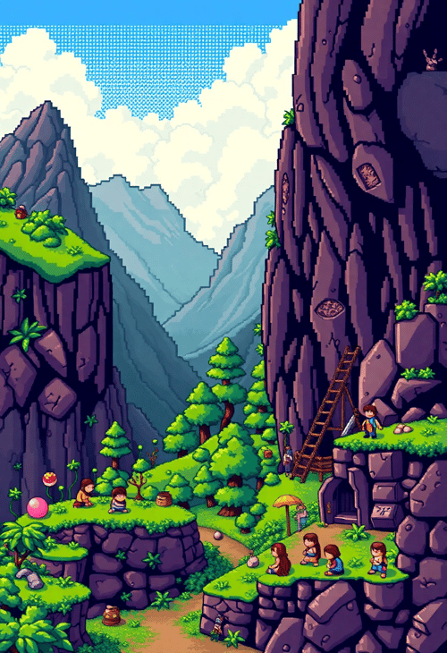 Pixel Art: Retro Video Game Scene
