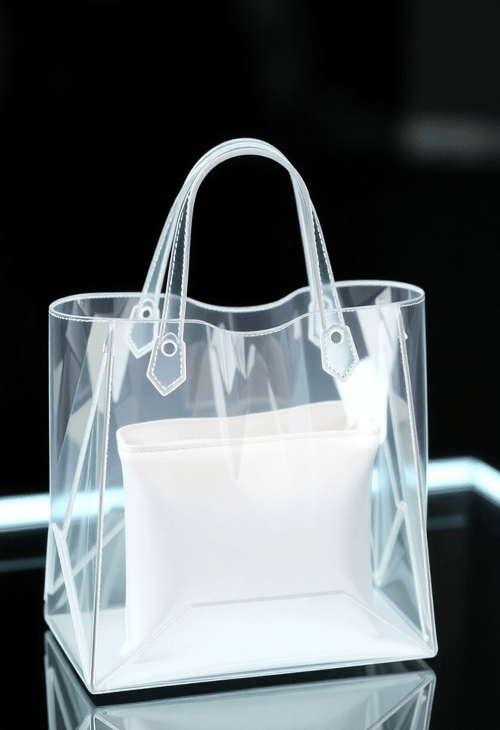 Transparent Geometric Handbag with Internal Pouch