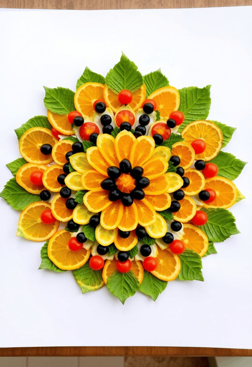 Vibrant Fruit and Vegetable Mandala