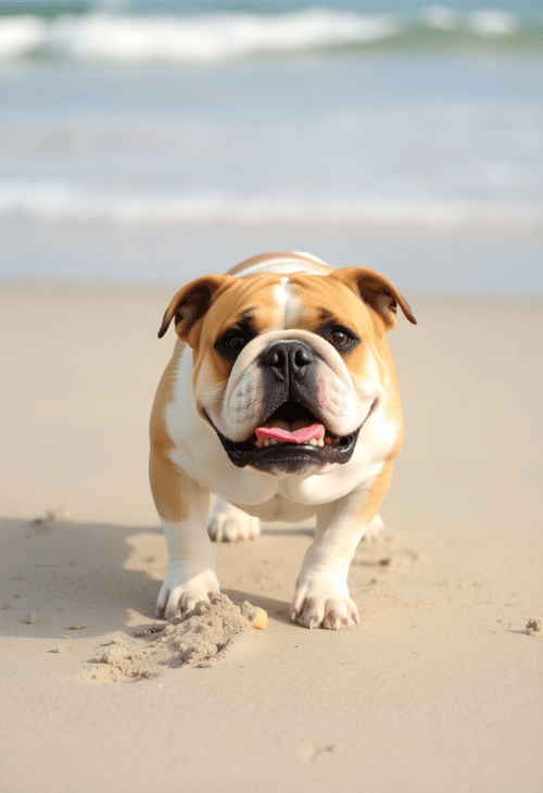 Bulldog at a Beach
