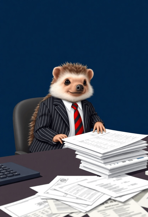 Hedgehog Financial Analyst in a Pinstripe Suit