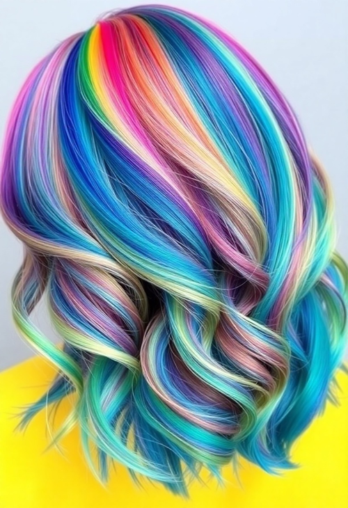 Vibrant Expression: Rainbow Hair Art