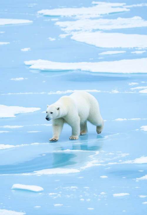 Graceful Polar Bear on Arctic Ice