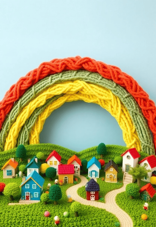 Charming Yarn Village Under the Rainbow