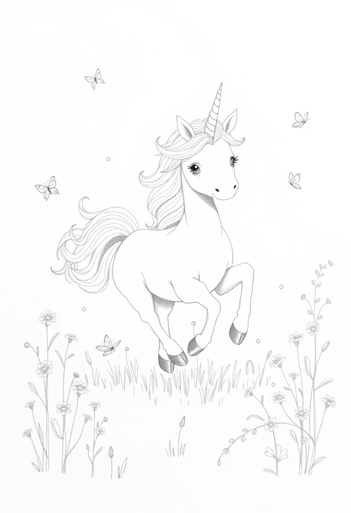 Dreamy Meadow Unicorn Sketch