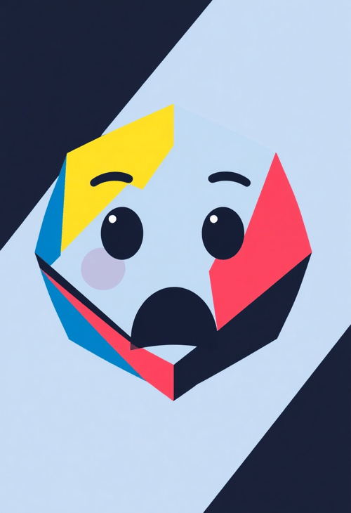 Geometric Abstract: Surprised Emoji