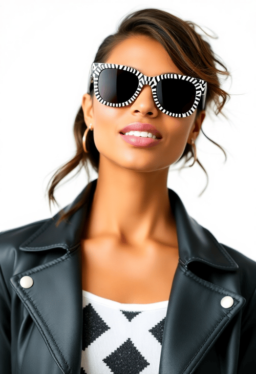 Geometric Patterned Sunglasses with Customizable Temples