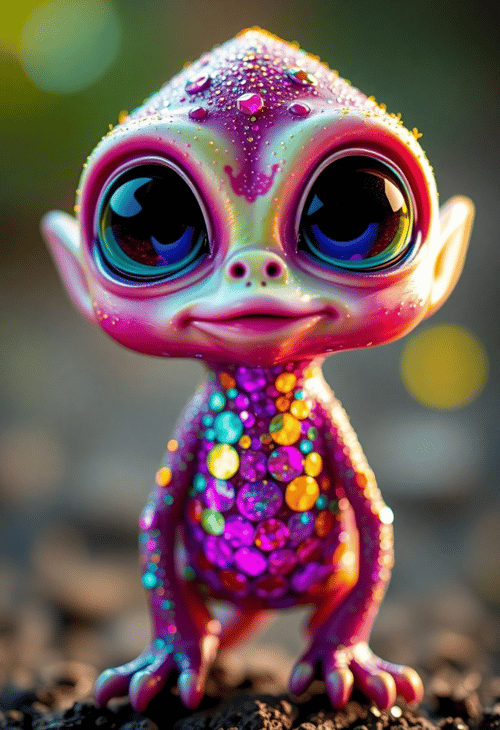 Playful Alien Covered in Brightly Colored Scales