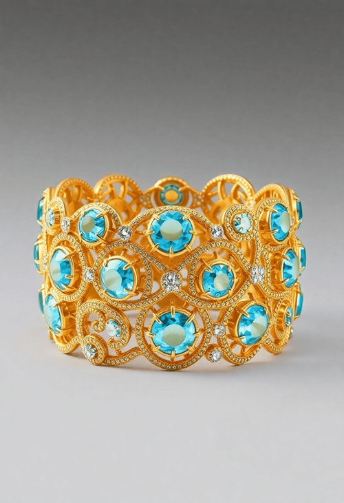 Golden Tapestry Cuff with Topaz