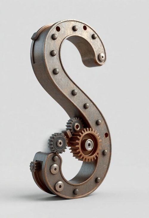 Industrial Steampunk S Letter Artifact