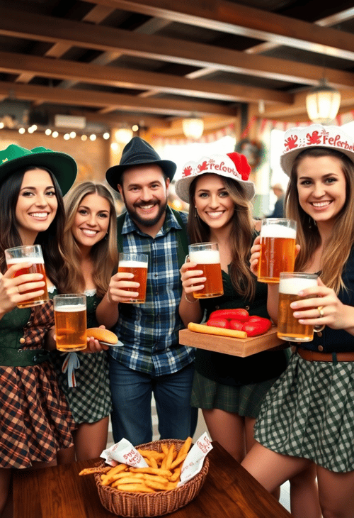 Diverse Group Enjoying Oktoberfest Traditions
