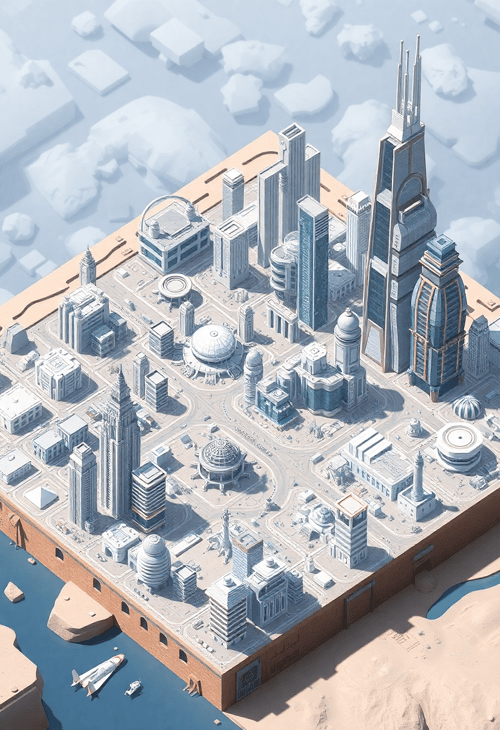 Futuristic Sci-Fi City 3D Map