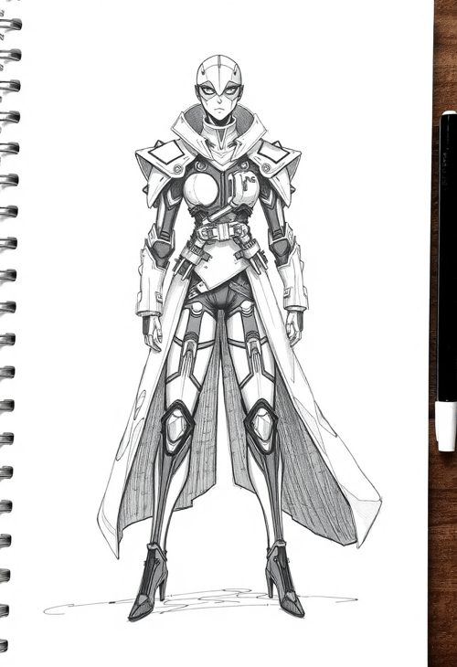 Avant-Garde Couture: Fashion Sketch in Pencil