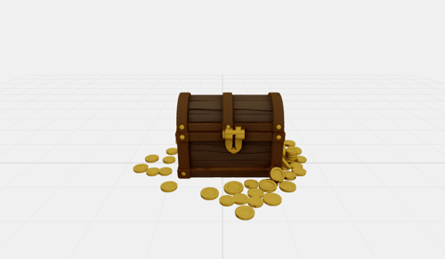 Treasure Chest with Gold Coins 3D Model