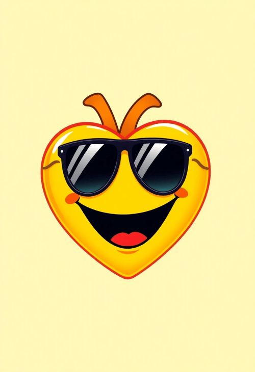 Vector Yellow Heart Emoji with Sunglasses