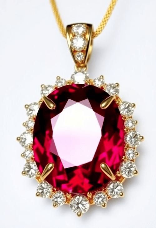 Enchanting Ruby Pendant with Diamond Accents