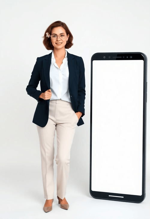 Businesswoman and the Blank Smartphone Interface