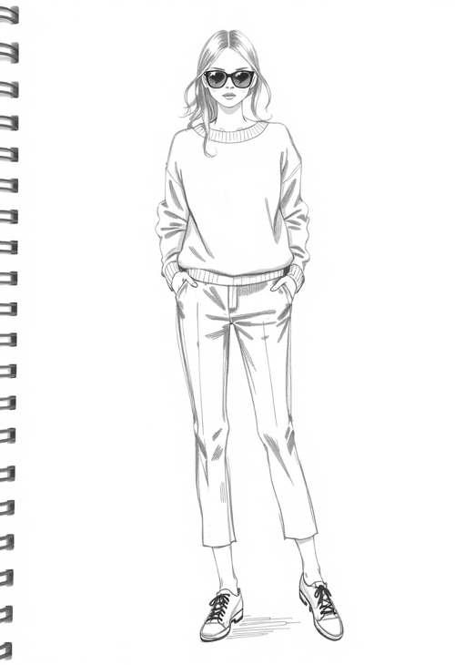 Contemporary Casual Wear Fashion Drawing
