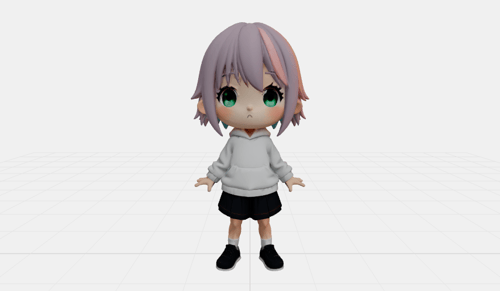 Anime Character with Pink Hair 3D Model