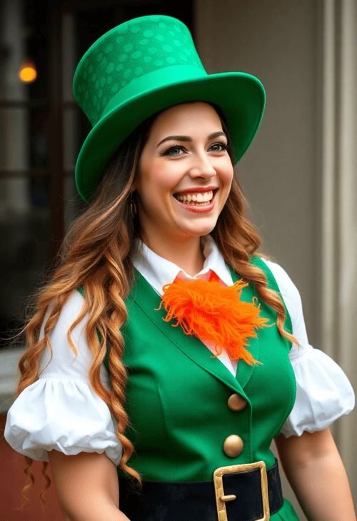 Charming Lady in Leprechaun Costume
