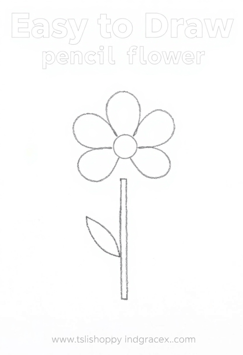 Simple Flower Sketch in Pencil Outline