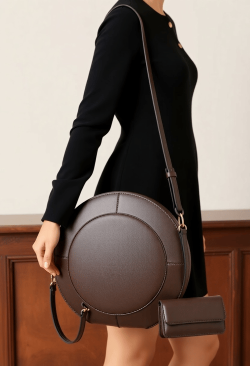 Convertible Circular Handbag with Detachable Straps