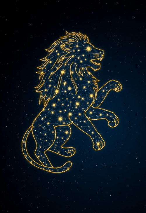 Celestial Lion Amidst the Stars
