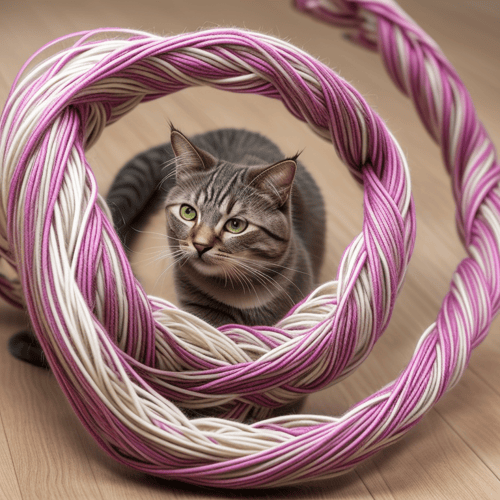 Cat Playing with Yarn AI Art